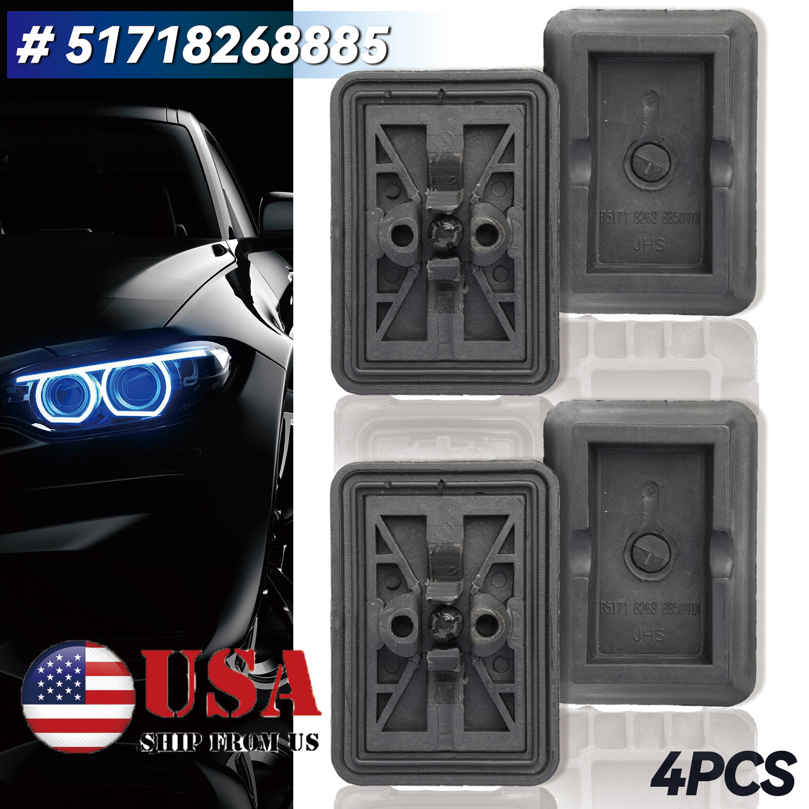 4PCS Under Car Jack Support Lift Pad # 51718268885 for BMW E39 E46 323Ci 323i Z4