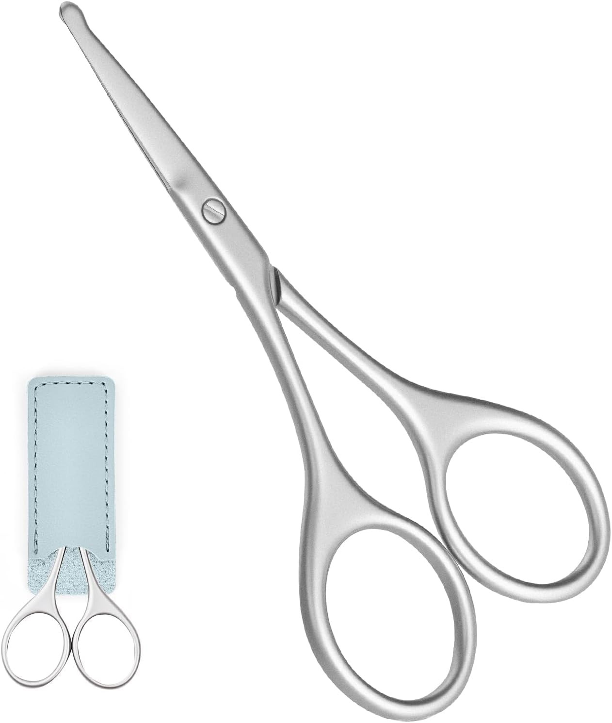 Nose Hair Scissors Safety Round Tip - Stainless Steel Facial Trimmer for Men &