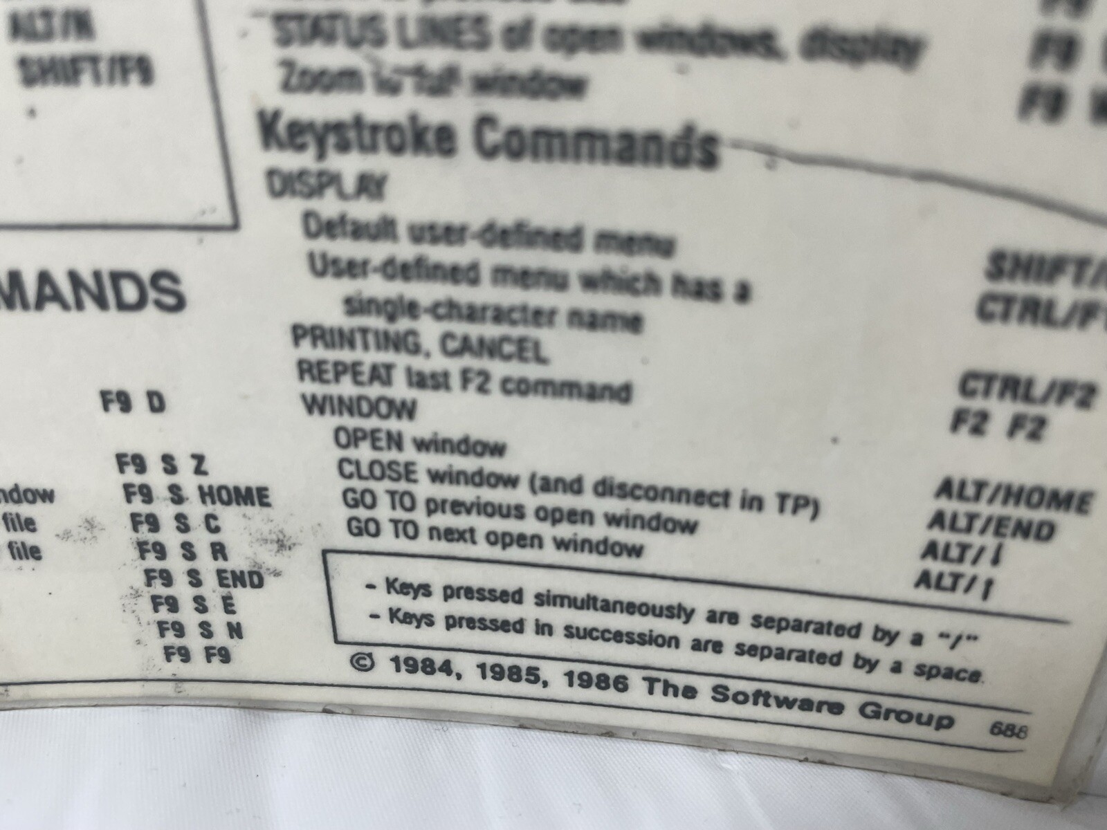 Word Processing Cheat Sheet Laminate Software Group Enable Command Vtg comp 1986