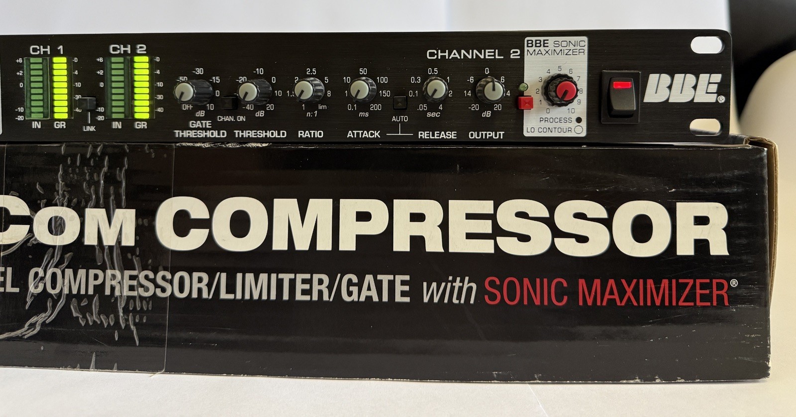 BBE MaxCom Dual Channel Compressor/Limiter/Gate w/ Power Cord & Original Box