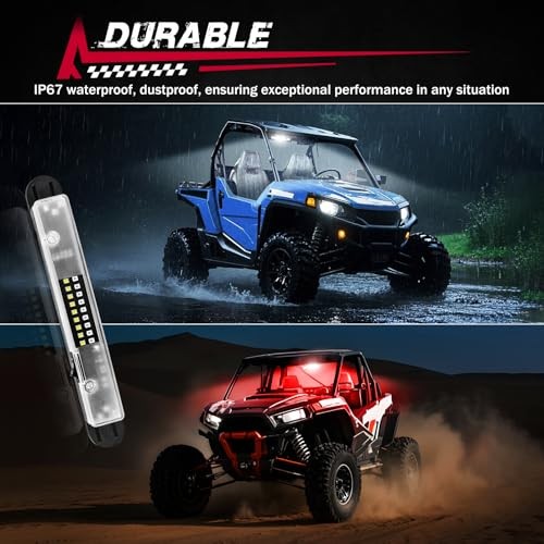 UTV Dome Light, FASTCHOY AUTO Roll Bar Light Interior Dome Lights Red and White