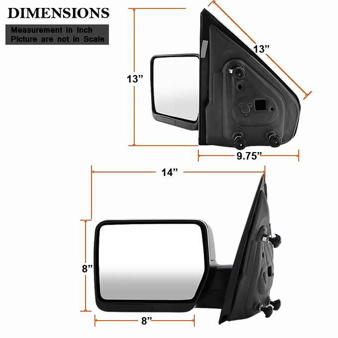 Fit 2004-2014 Ford F150 Pickup Textured Manual Mirror Driver Side Replacement
