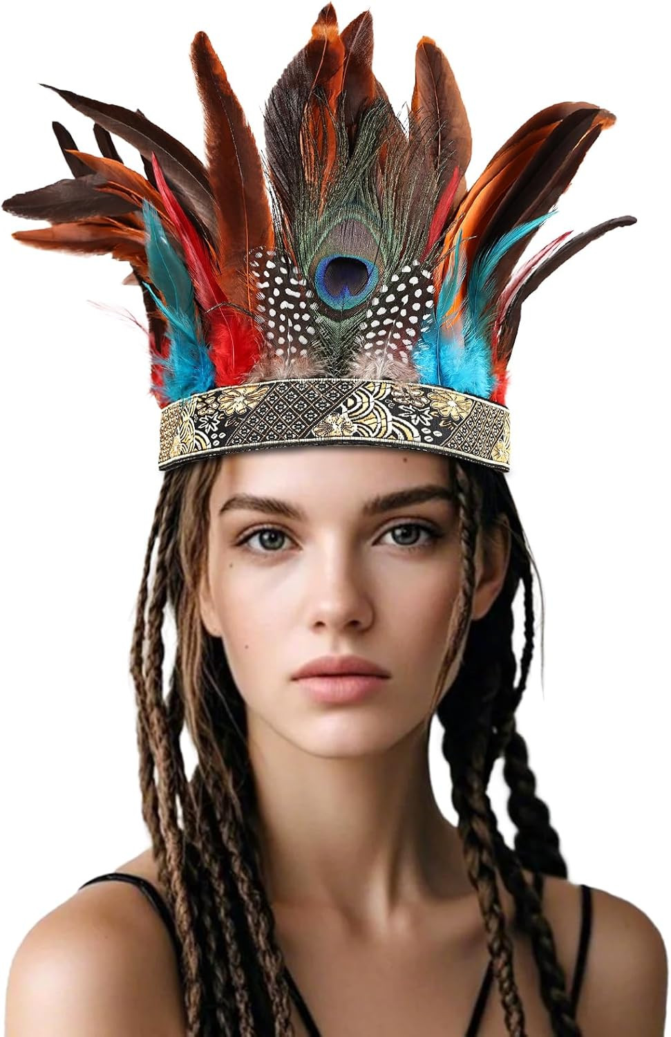 Peacock Feather Fascinator Decorative Feather Headpiece Crown Headdress Costume