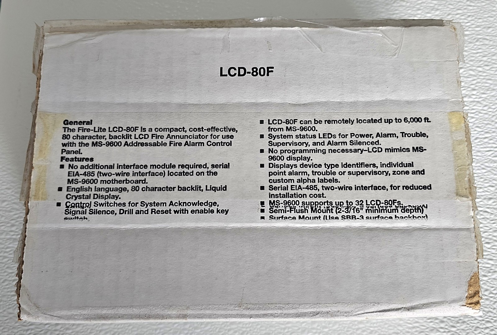 Fire-Lite LCD-80F fire alarm annunciator