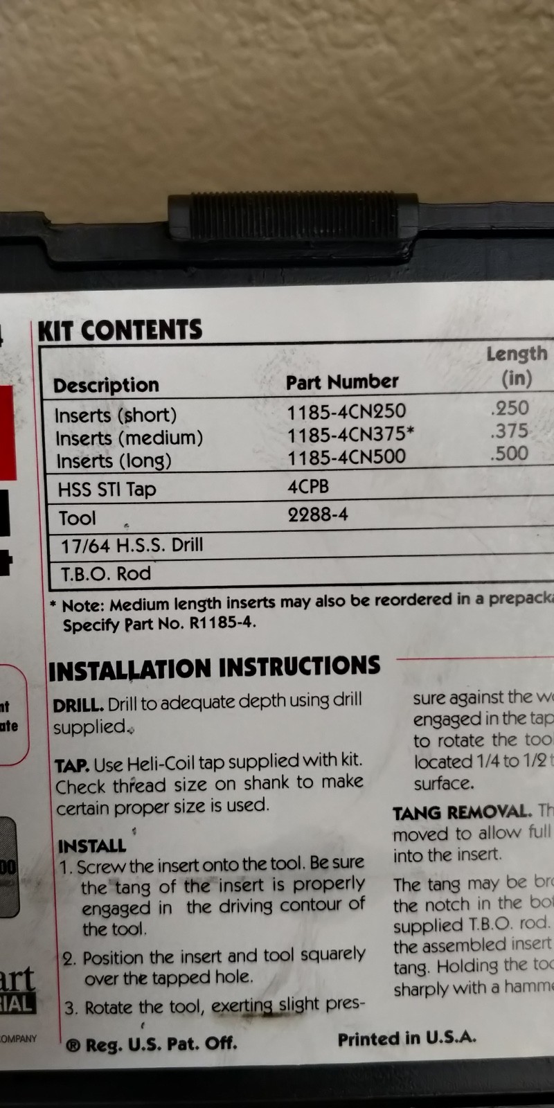 Helicoil Set 5401-04 Complete