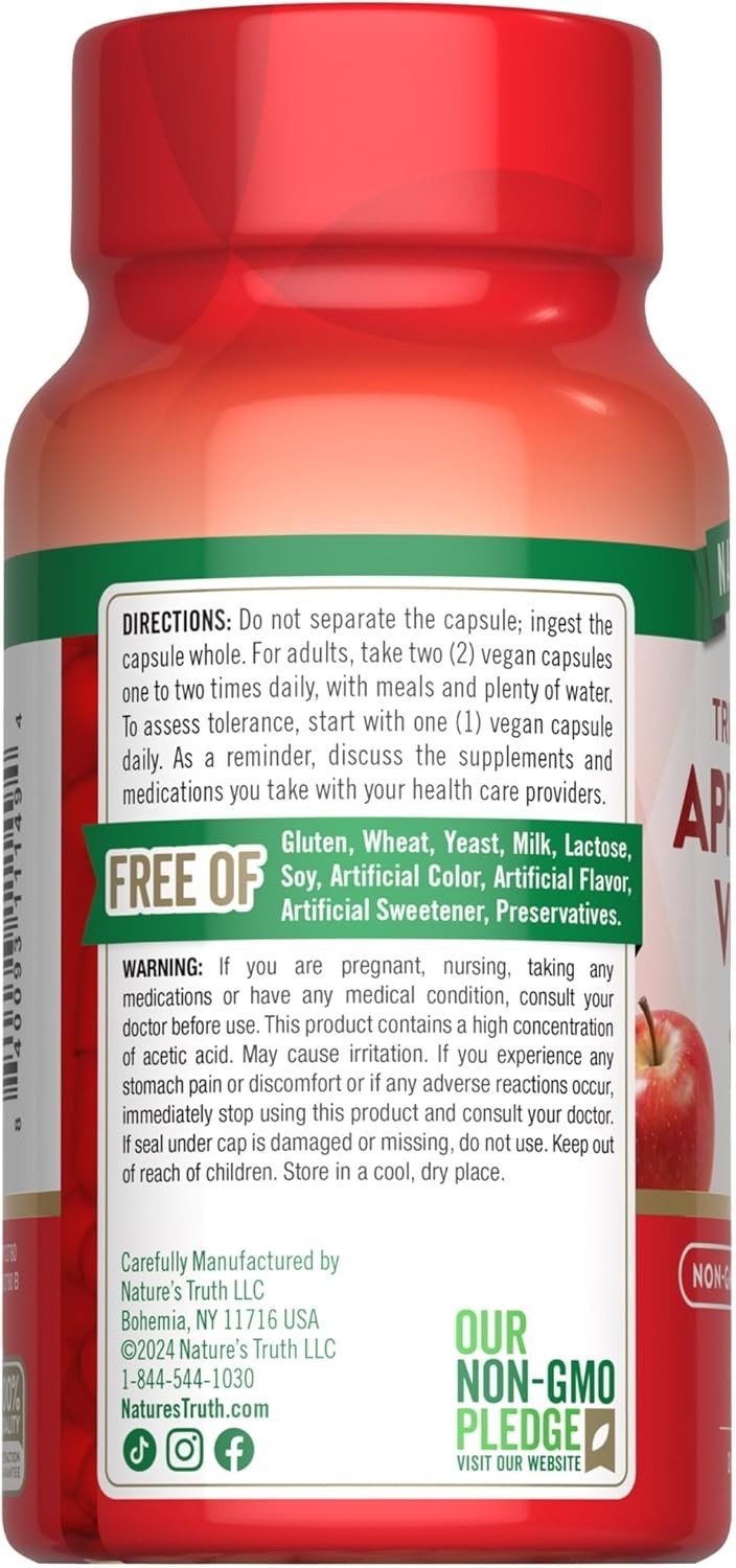 2 pack Triple Strength Apple Cider Vinegar 1200 mg 120 Caps (2x60) Supplement