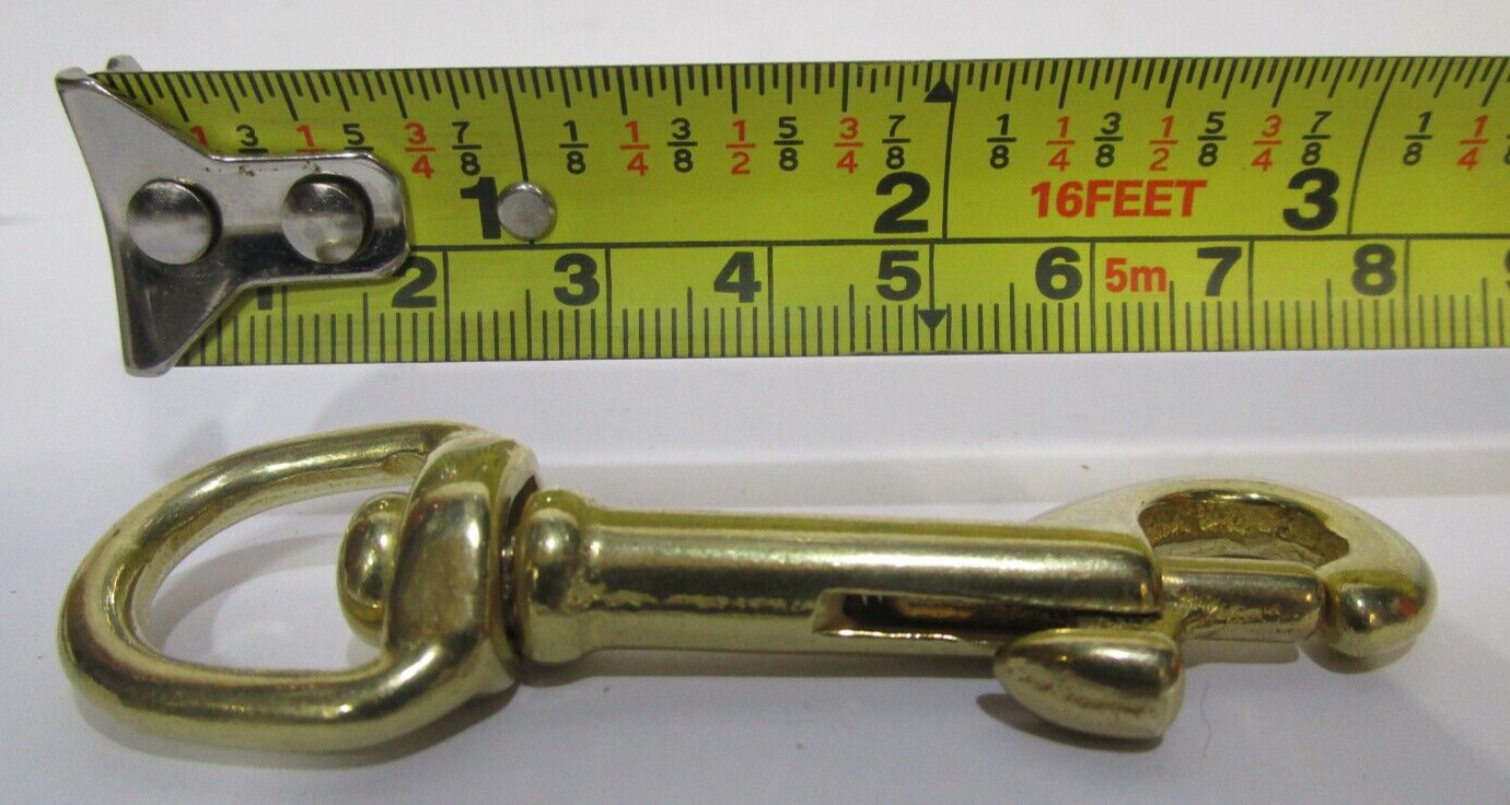 Lot of 4 Heavy Duty Brass Swivel Eye Bolt Snap Hooks 3" Long 3/8" Clip Opening