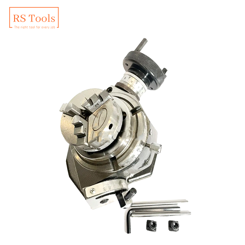 4" 100mm Tilting Rotary Table with 65 mm 3 jaw Self Centering Chuck & Back Plate