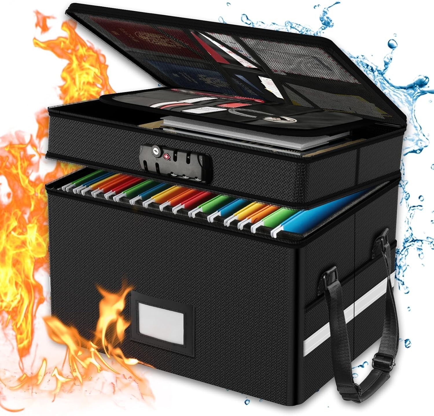 Fireproof Document Box with Lock 2 Layer Fire Proof File Box for Documents w