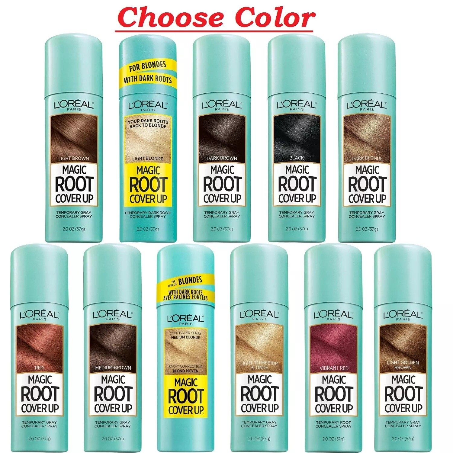 Loreal Magic Root Cover Up Temporary Gray Concealer Spray 2oz. Choose Your Color