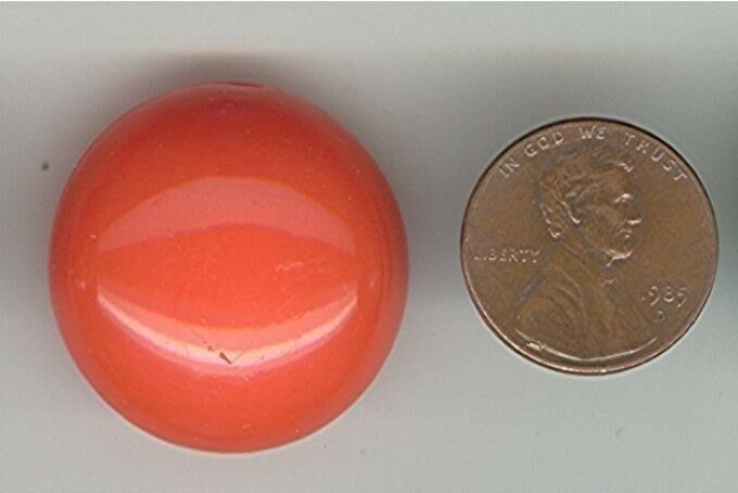 18 VINTAGE CORAL ACRYLIC SMOOTH ROUND 28mm. CABOCHONS   Z191
