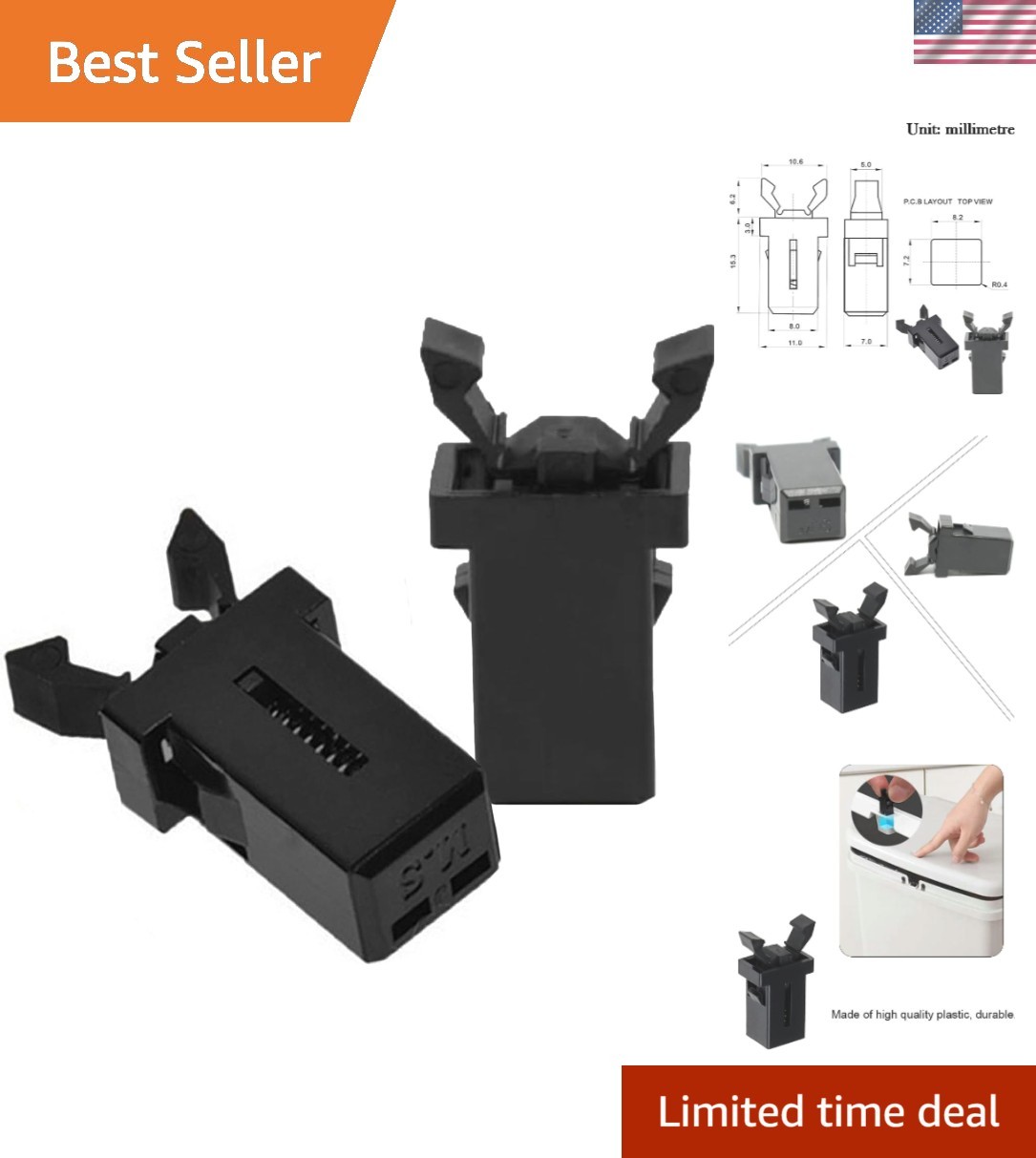 2 Pcs High-Quality Plastic Latch Lock for Brabantia & WFCO Converters