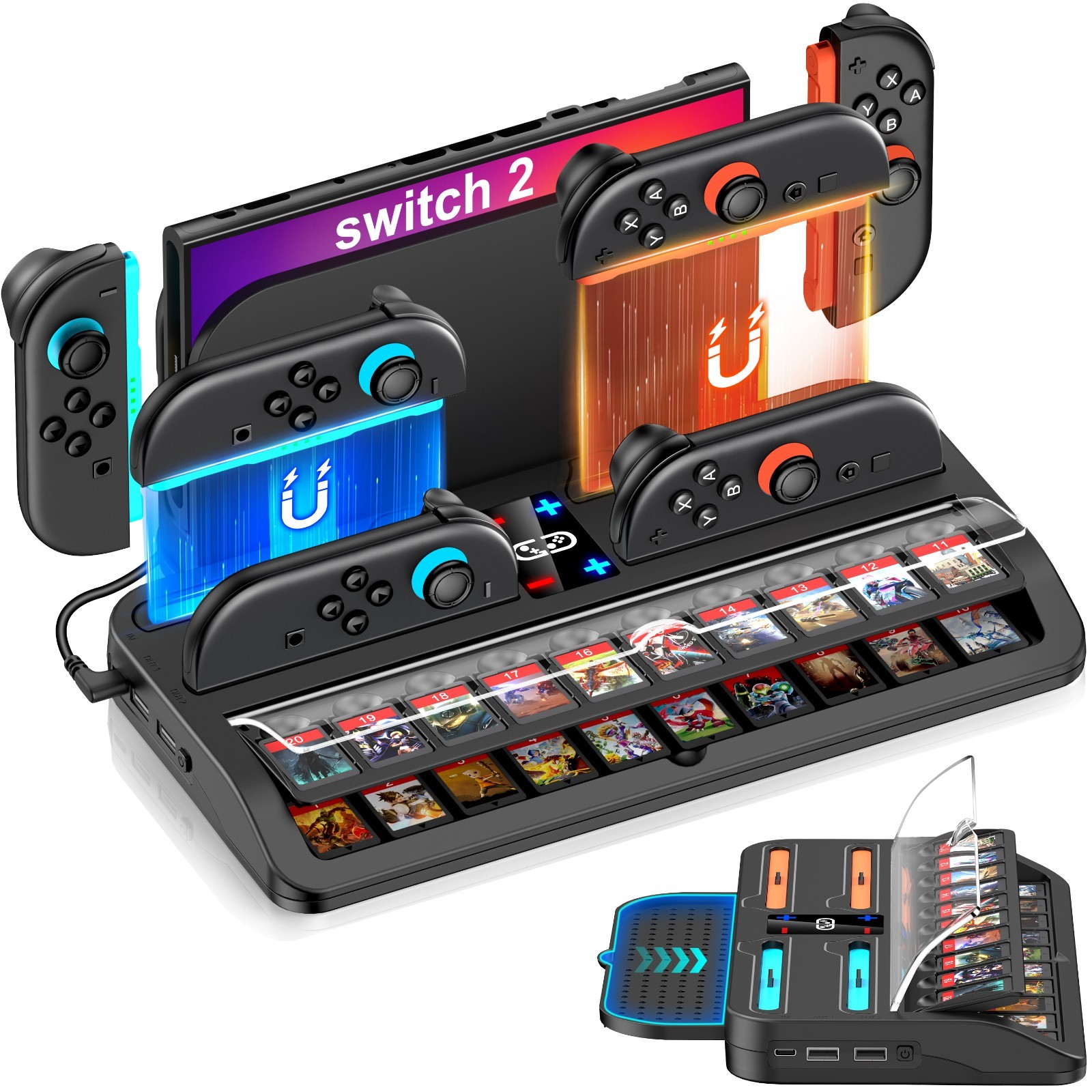 Switch 2 Joy-Cons Multi-Port Dock Charging Dock for Nintendo Switch 2 (2025)