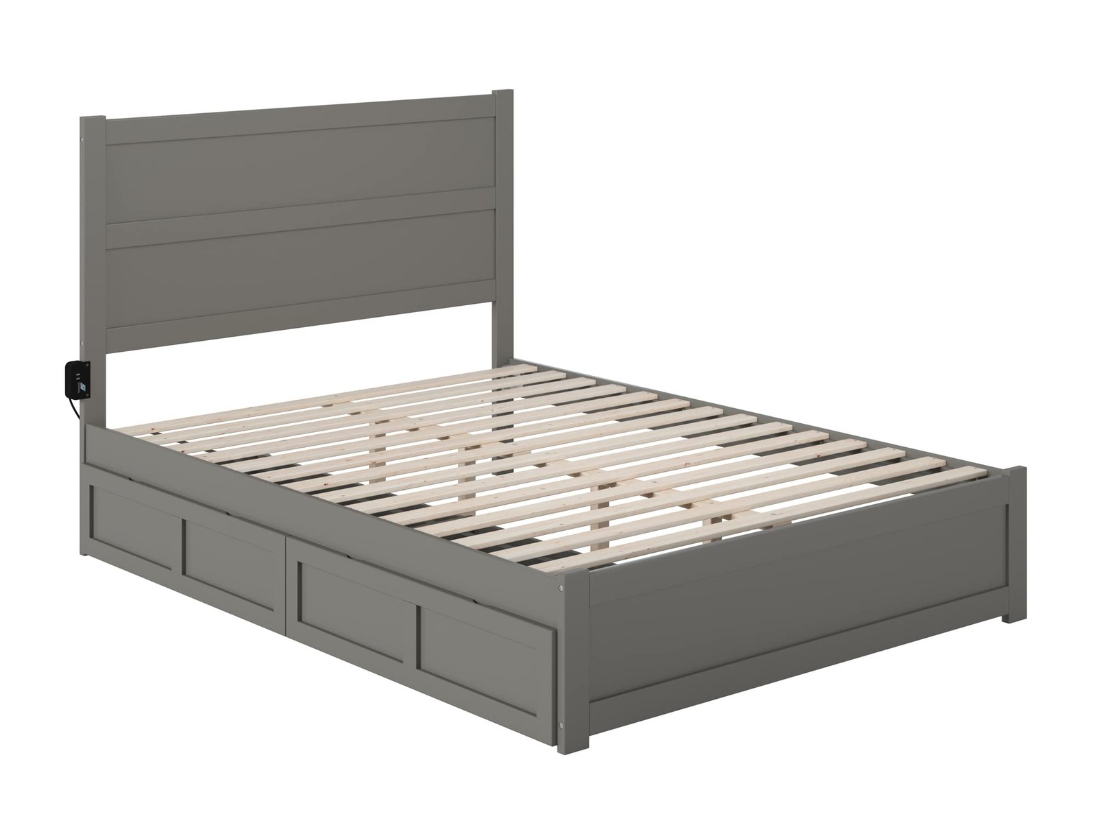 AFI NoHo Farmhouse Queen Wood Bed with Footboard and 2 Drawers in Gray