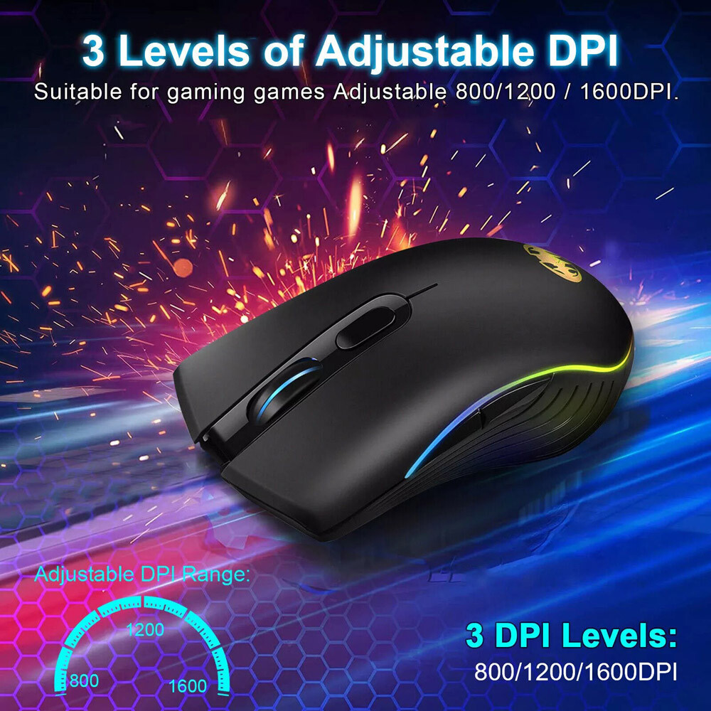 Gaming Mouse 7 Color LED Backlight Wireless USB Rechargeable Optical Mice For PC