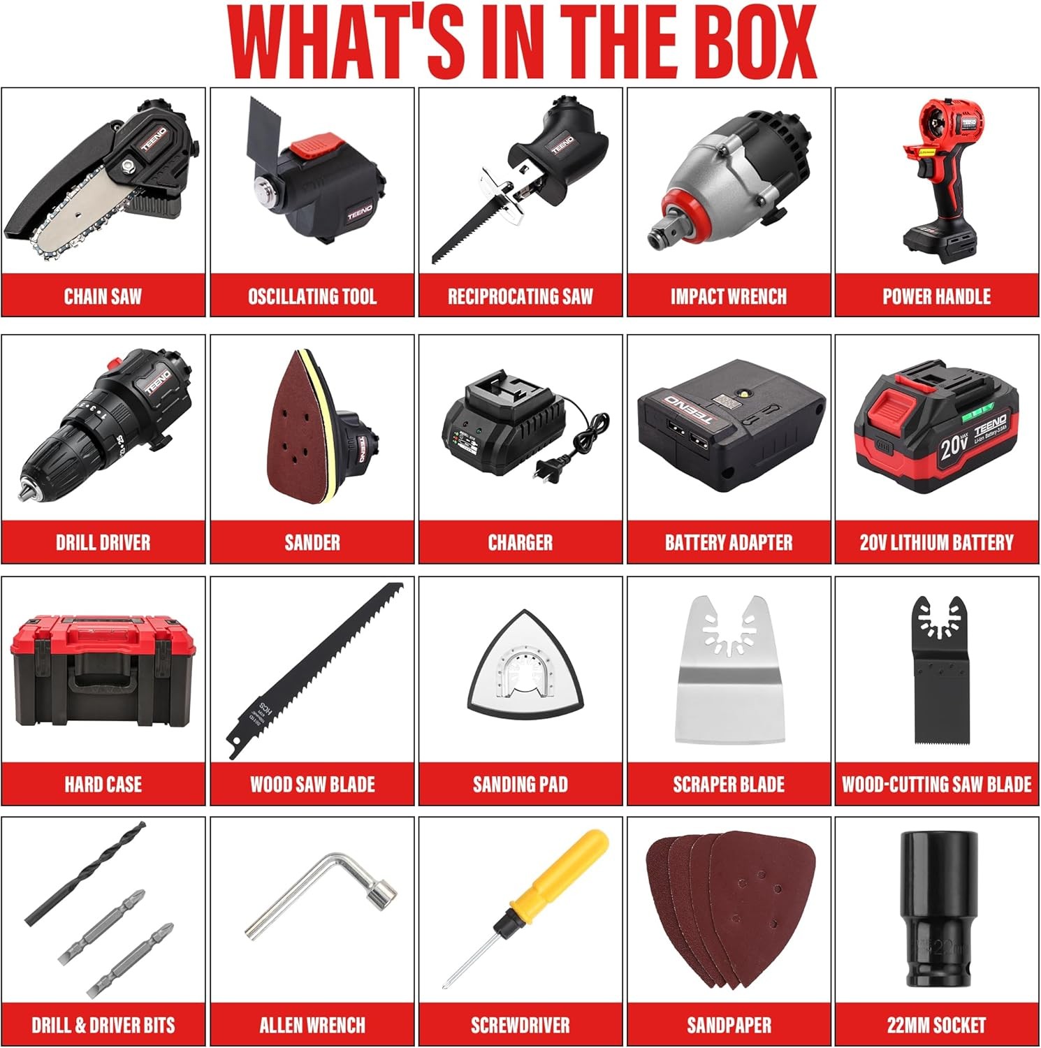 Brushless Power Tool Combo Kit, 6-in-1 Cordless Interchangeable Multi-Tool Set