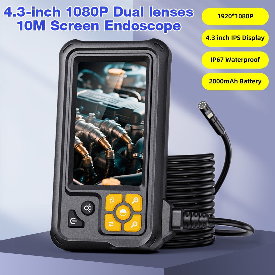 10M Dual Lens Borescope IP67 Waterproof LCD Display Auto Engine Diagnostic Cam