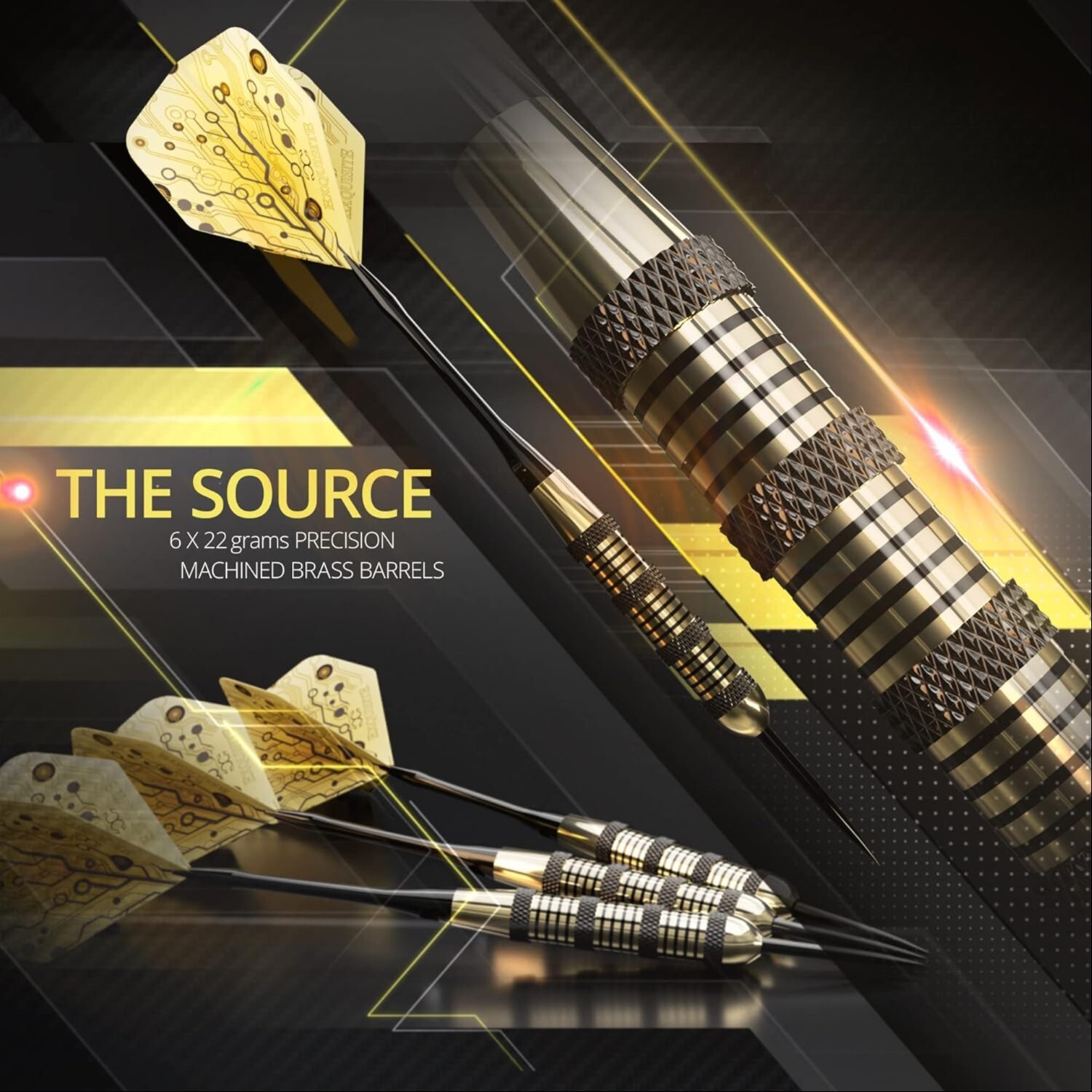 Premium Steel Tip Darts Set with Brass Barrels, Aluminum Shafts & Accessories