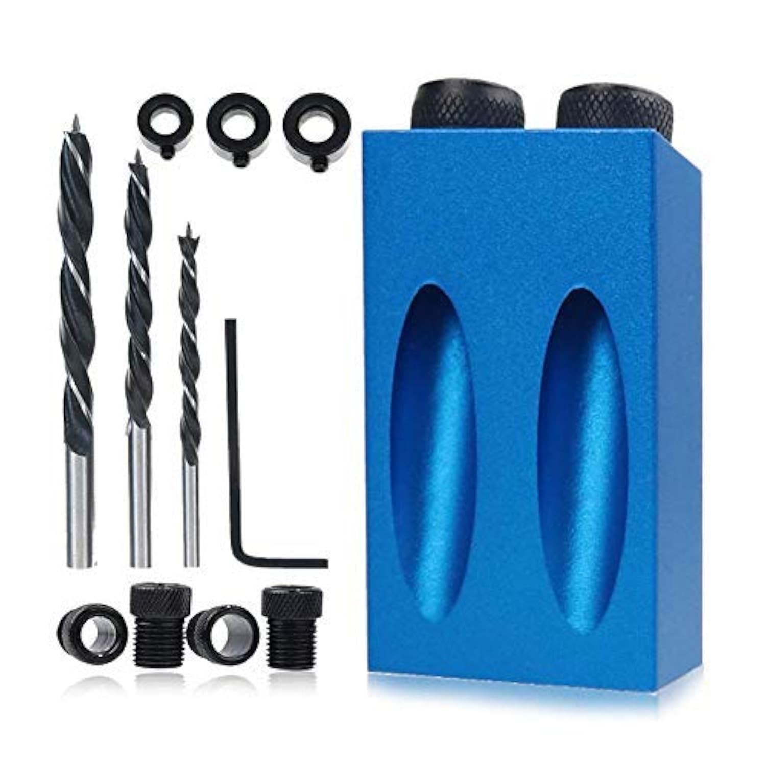 ZLMONDEE 14Pcs Pocket Hole Jig Kit, 15 67x38mm / 2.64x1.50in, blue, black