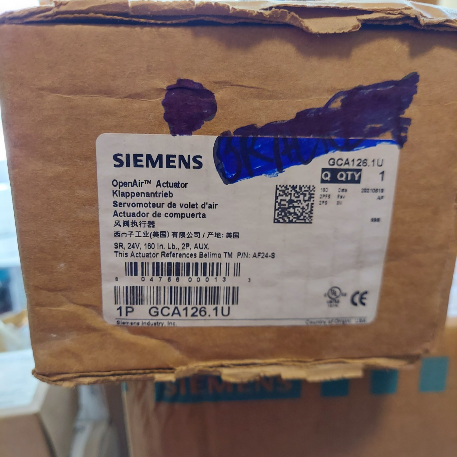 Siemens GCA126.1U OpenAir Actuator