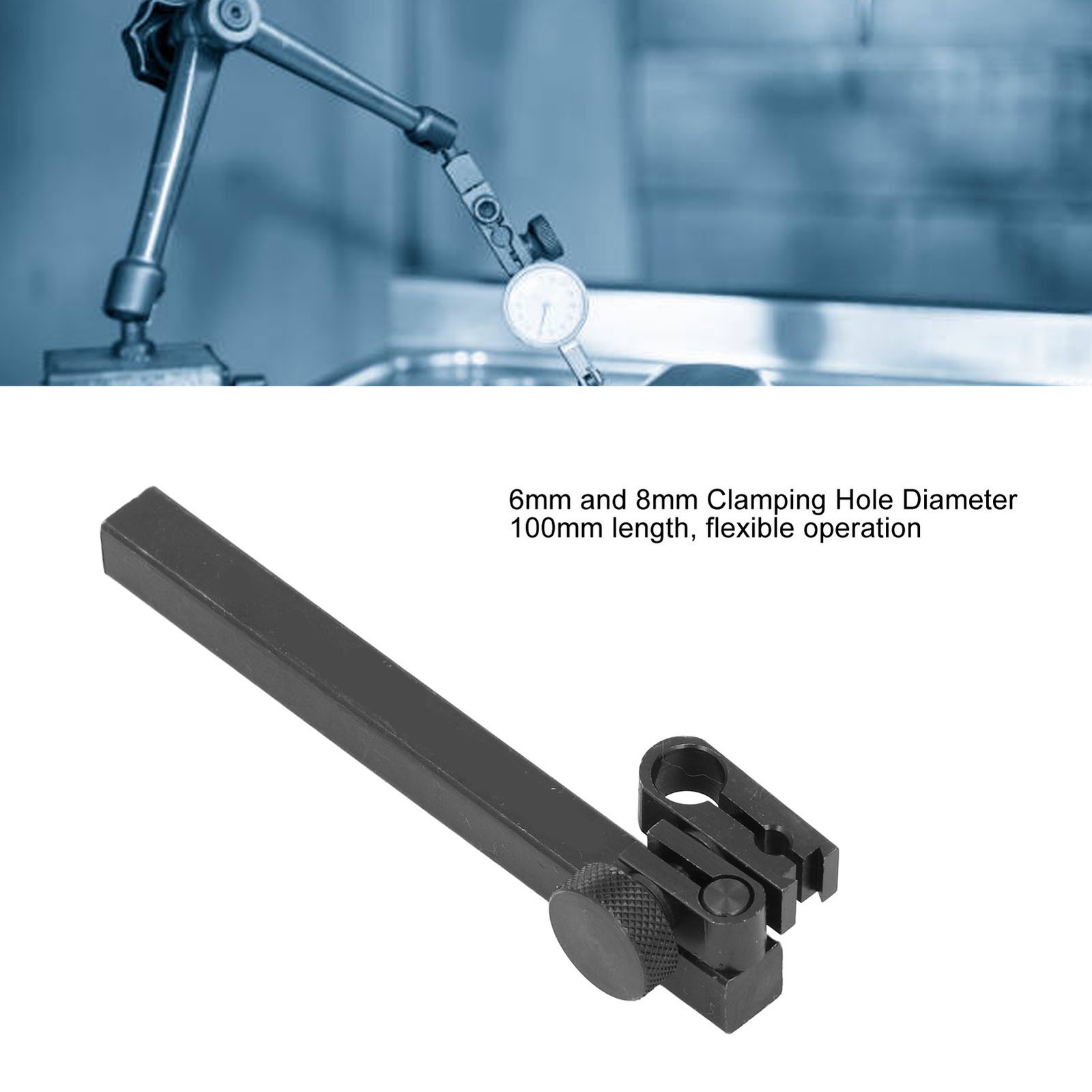 Rectangular Dial Indicator Clamp Aluminum Alloy Test Gauge Holder Bar