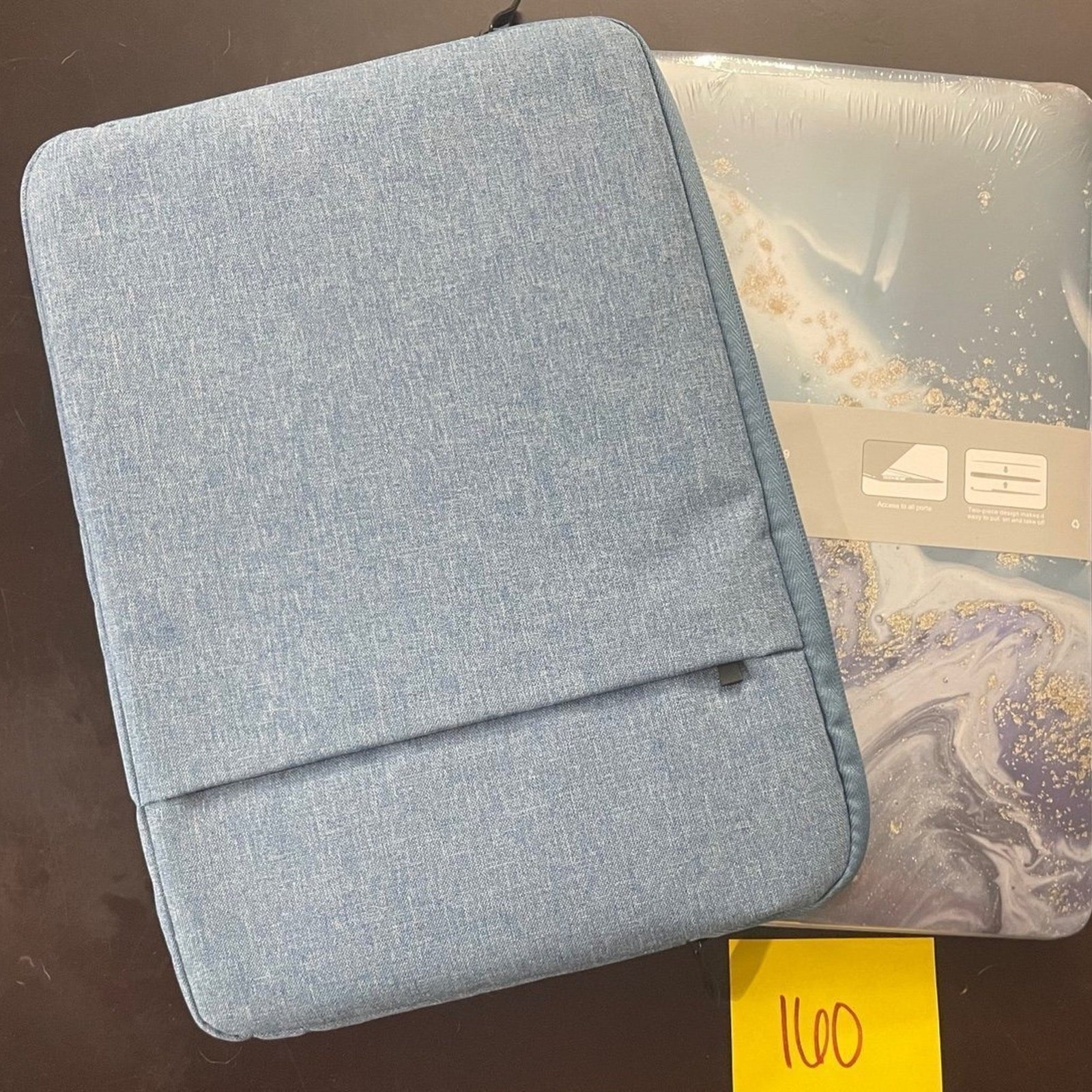 MacBook Air 13” shell with blue soft case