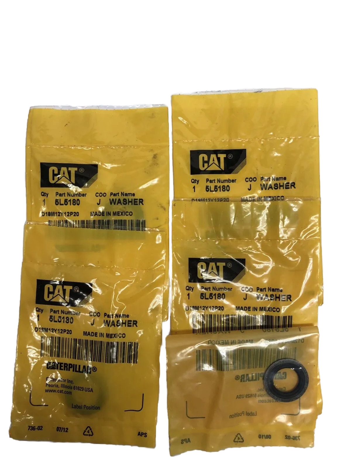 Caterpillar (Cat) 5L-5180 or 5L5180 Washer - Lot of 5
