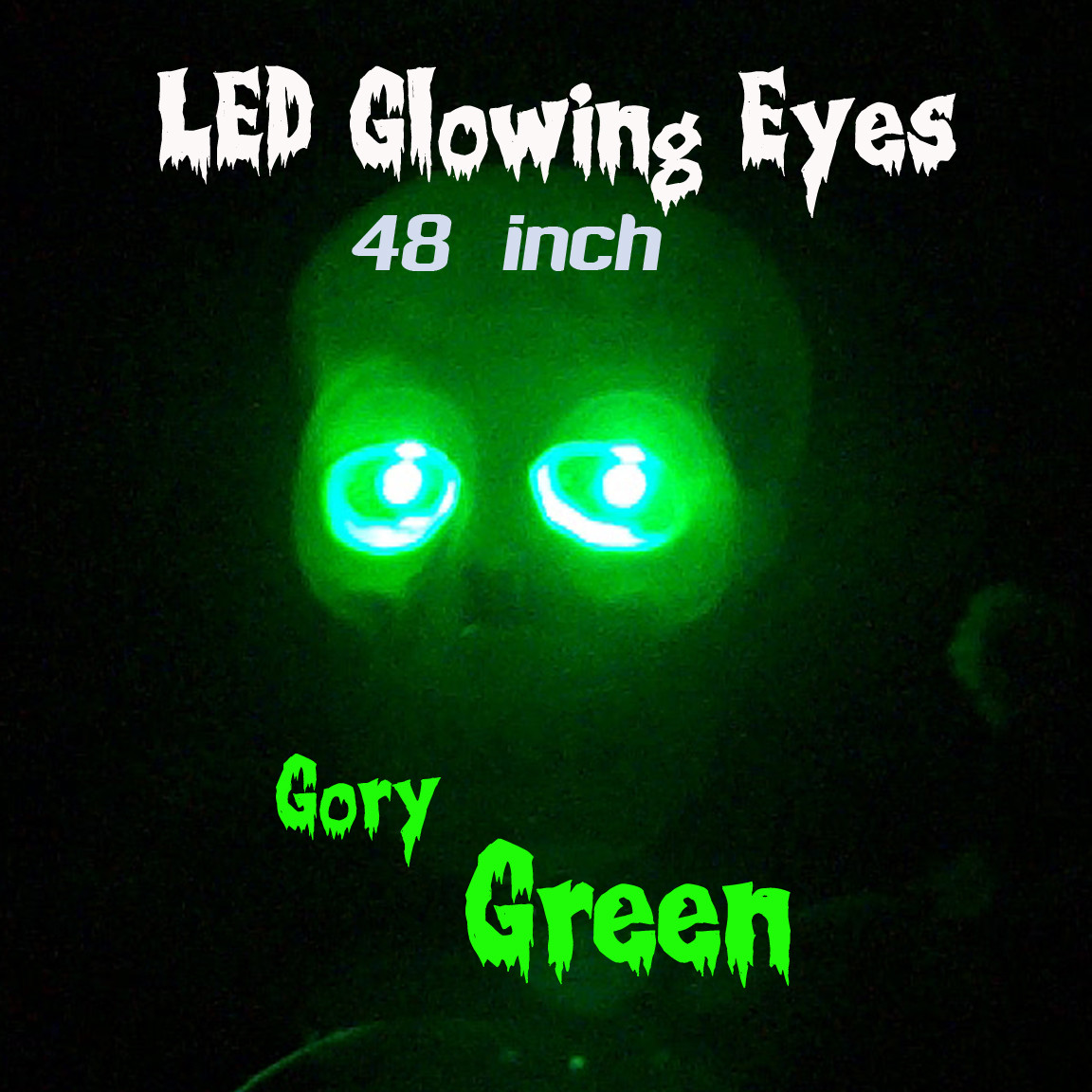 LED GLOWING EYES - HALLOWEEN GREEN 5MM 9V ON/OFF SWITCH  48 inch pigtail