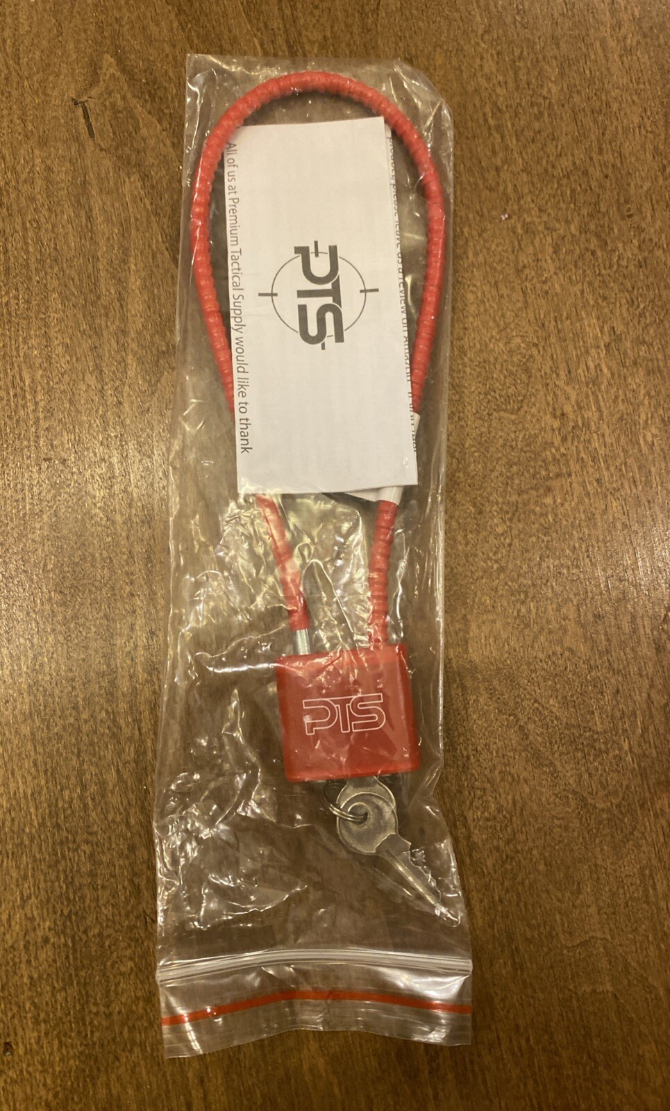 PTS Cable Pistol/Gun Lock With 2 Keys & Instructions (Red/New)