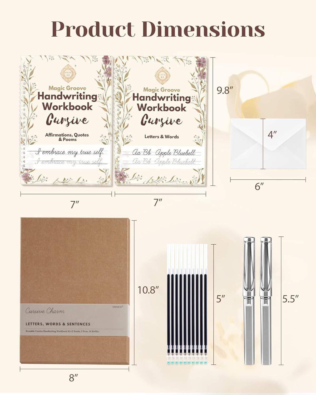 ® Grooved Cursive Handwriting Workbook Kit - Large Cursive Workbook for Kids ...