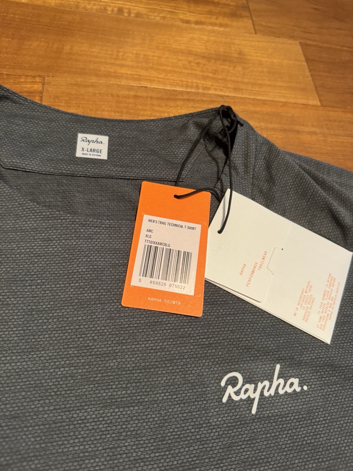 RAPHA MEN'S TRAIL TECHNICAL T-SHIRT Dark Grey/Light Grey Size XL