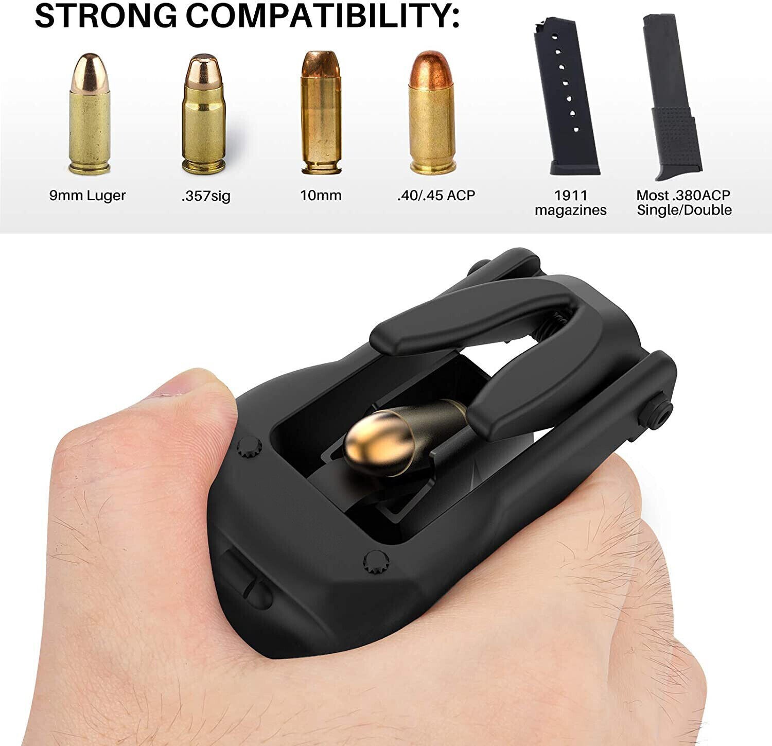 Portable Universal Pistol Speed Loader for Magazines from .380 9mm-45 ACP