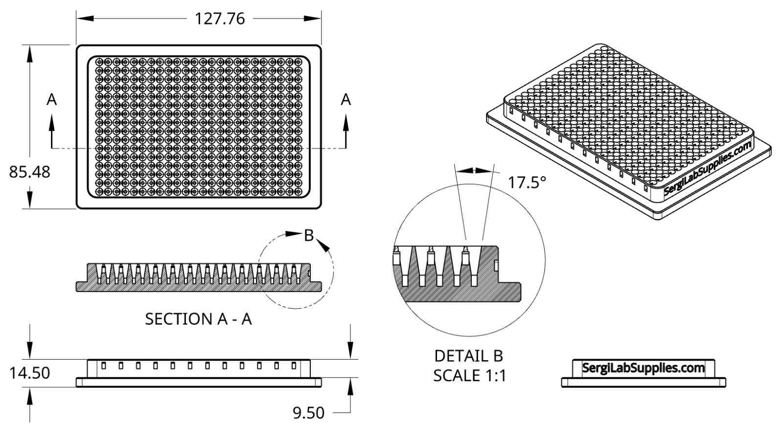 Magnetic rack for 384-well plates