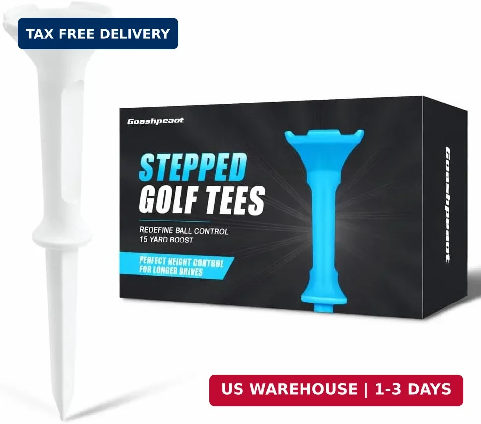 Stepped Golf Tees, 110 Count Plastic Golf Tees, Fixed Tee Height Golf Tees with