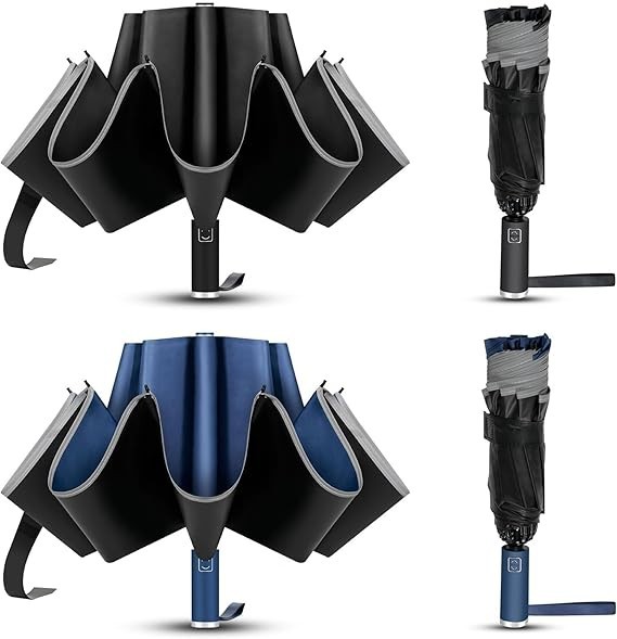 VOUUY 2-Pack Travel Umbrella, Unbreakable 10 RIBS, Windproof Umbrellas for Rain