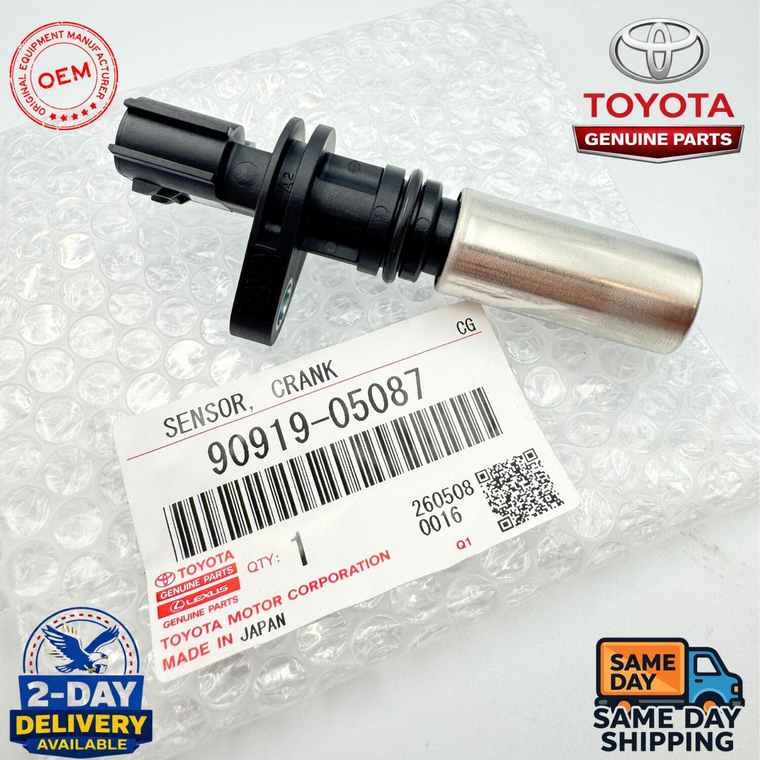 Toyota 9091905087 1NZ 1NZFE 2NZFE Genuine Crankshaft Crank Position Sensor OEM