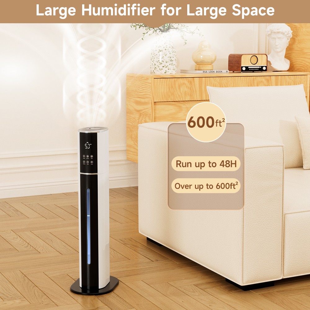 2.4gal/9L Air Purifier Humidifier w/ Timer & Humidity Control 3-Speed Ultrasonic
