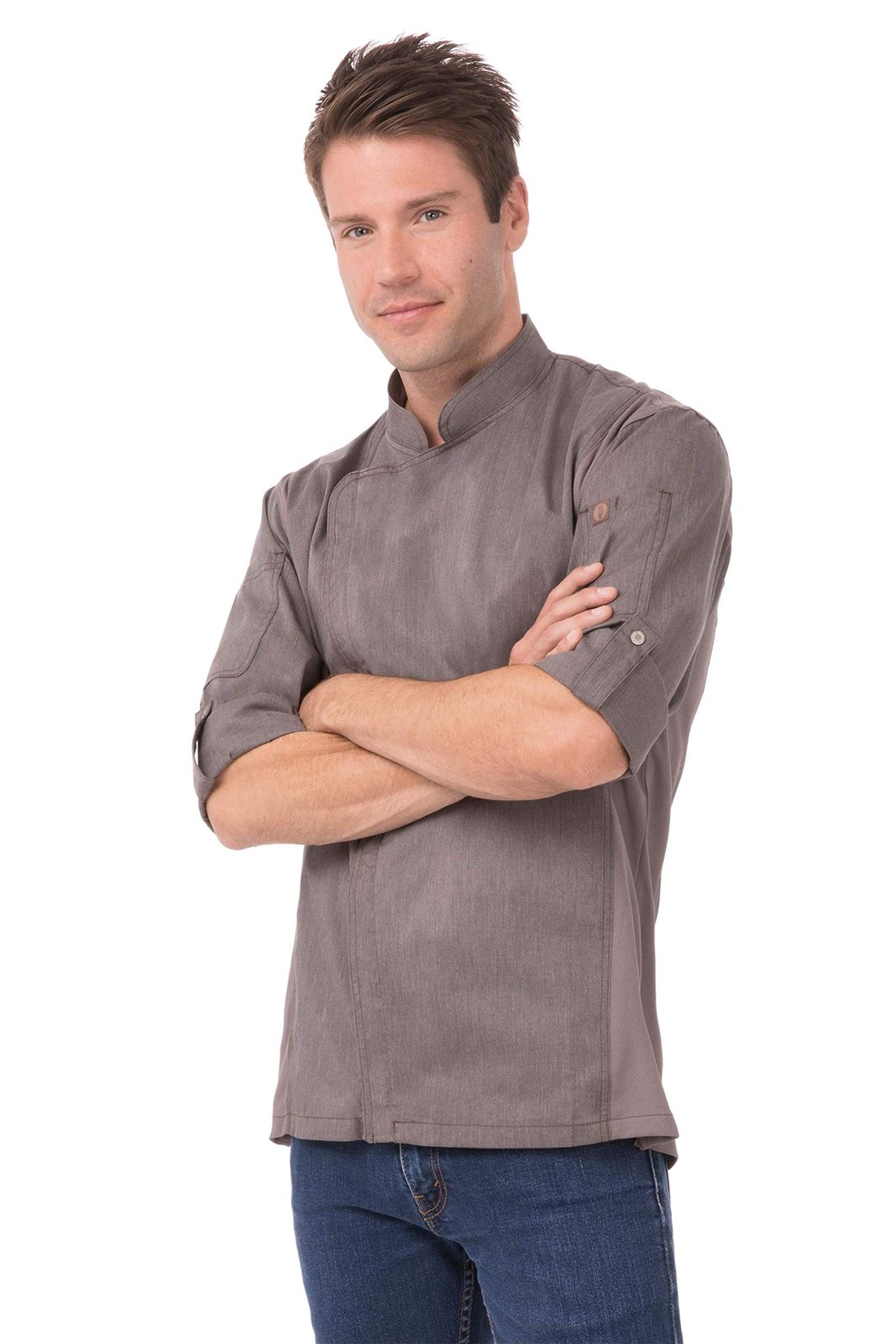 Chef Works Men's Hartford Cool Vent Chef Coat Medium Graphite Grey