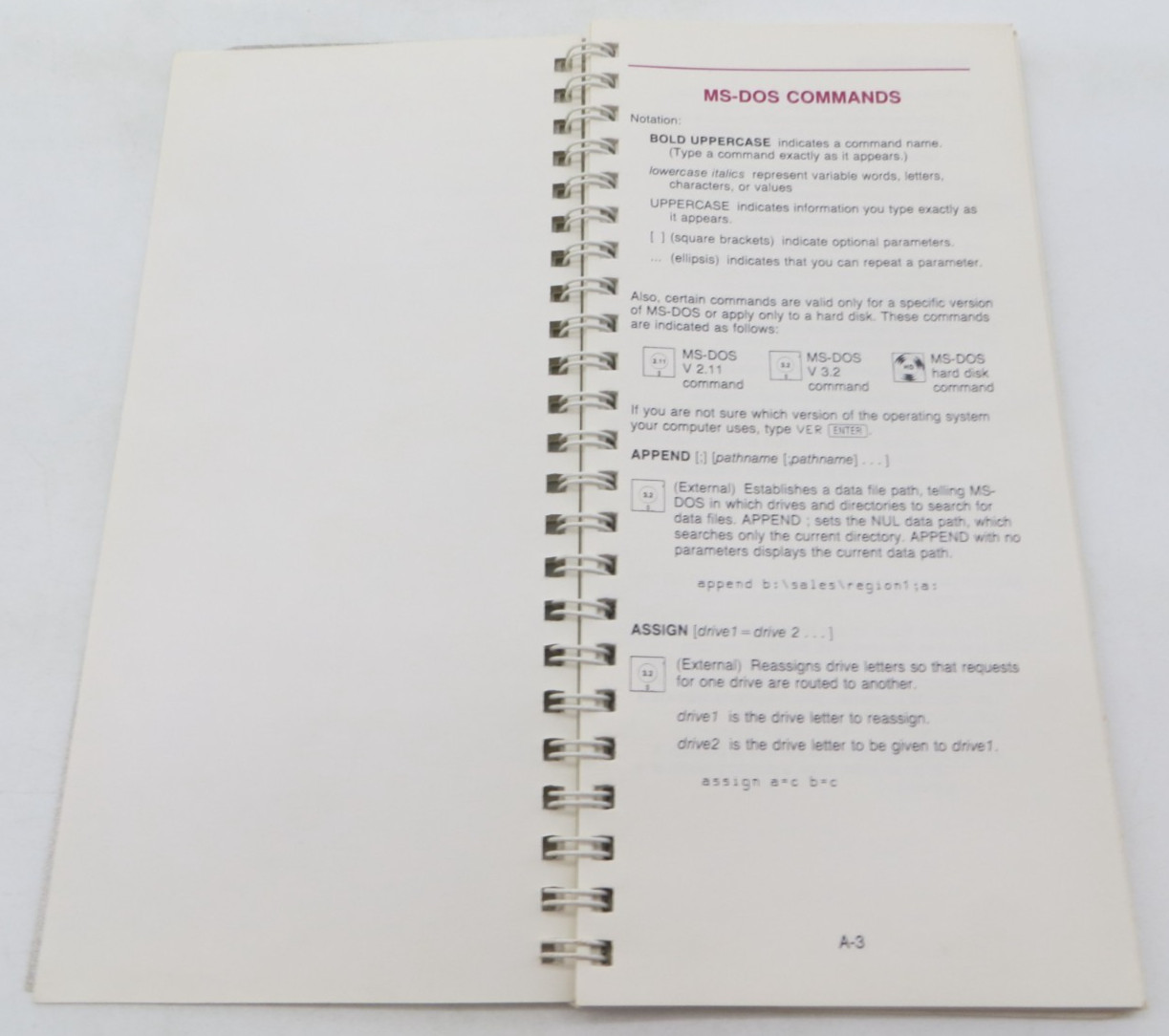 TANDY MS-DOS Quick Reference vintage 1987 computer book reference