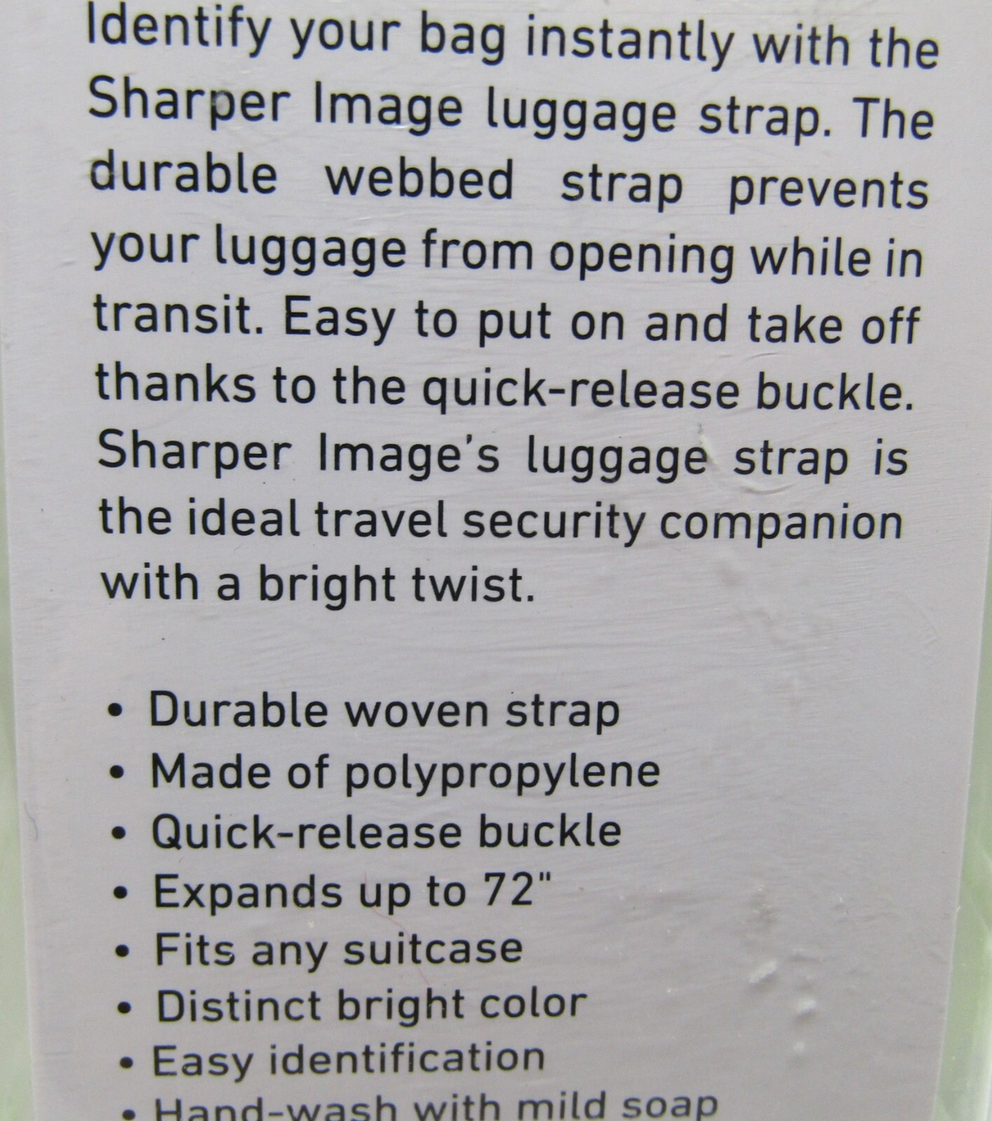 Sharper Image 6Ft. Webbed Strap with Adjustable Strap & Quick Release. New.