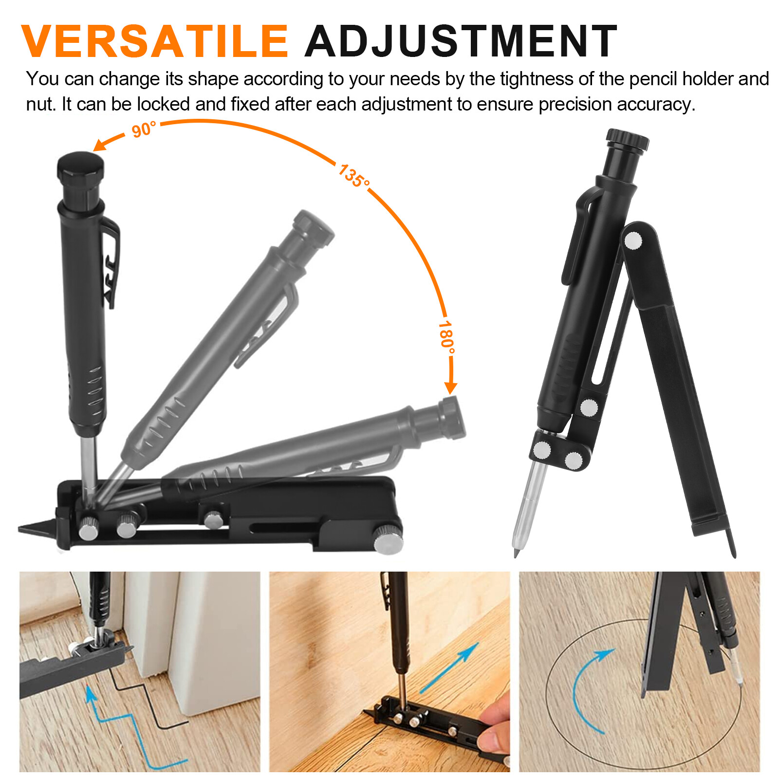 Multi-function Scribing Tool Construction Pencil DIY Woodworking Profile Scribe