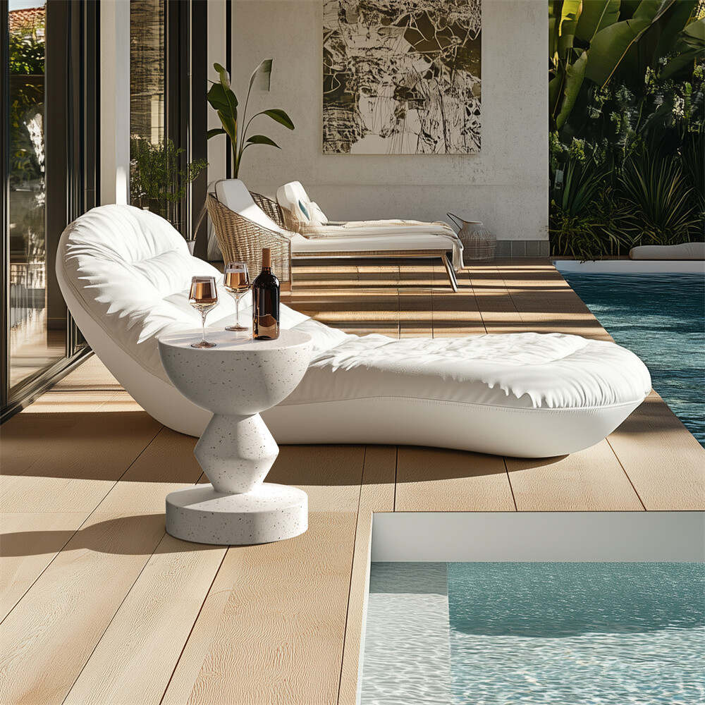 Concrete Side Table Modern End Table Compact Accent Table Indoor and Outdoor Use