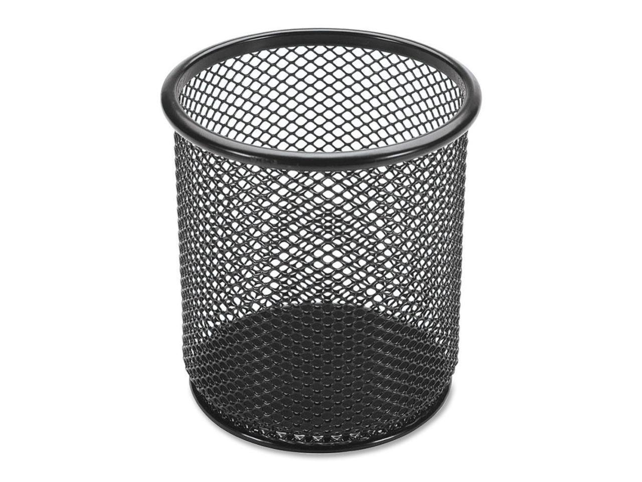Lorell Steel Pencil Cup 3-1/2"x3-7/8" Black Mesh 84149