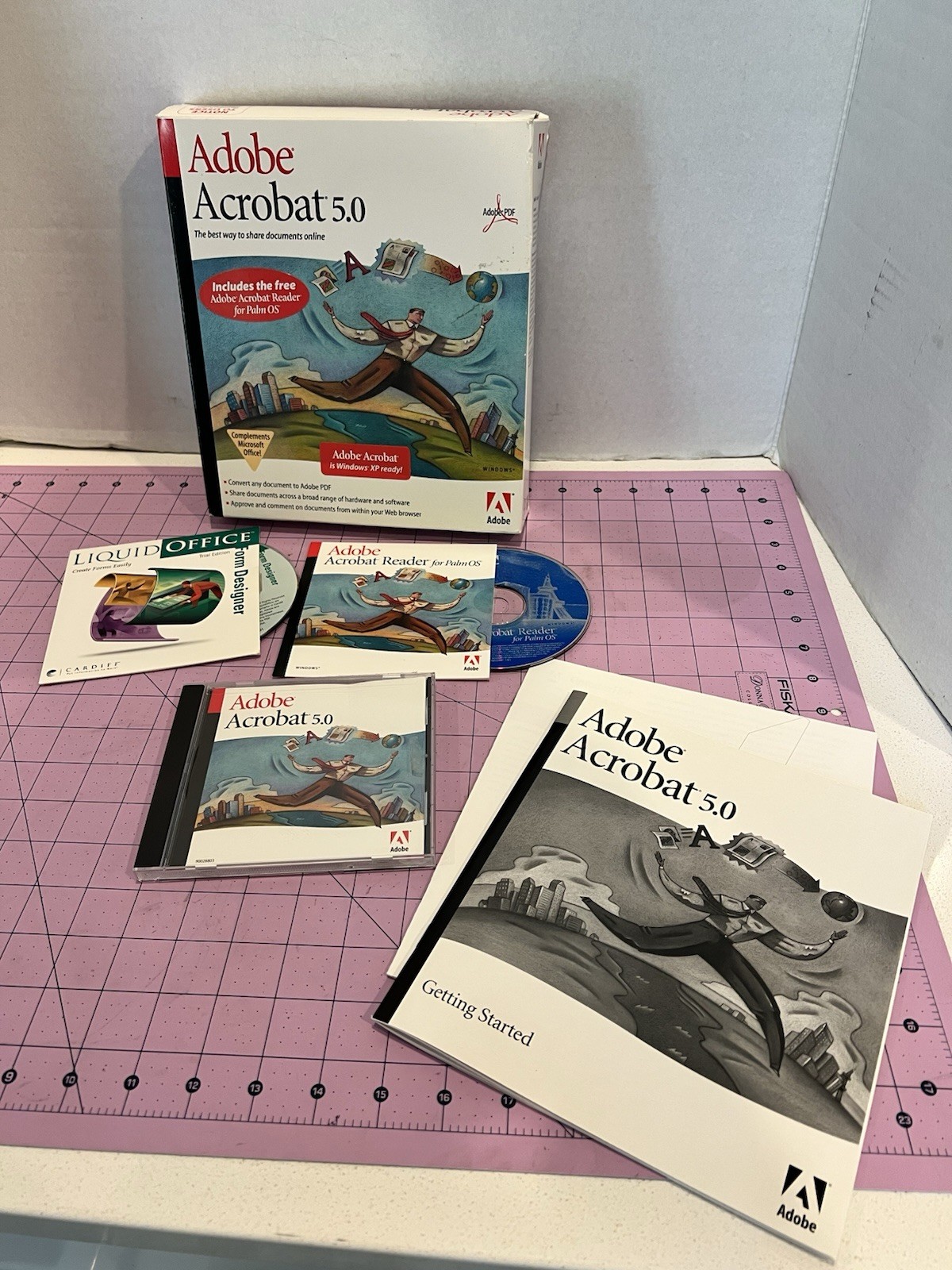 Adobe Acrobat 5.0 + Reader for PalmOS BIG BOX Windows XP 2000 RARE Complete