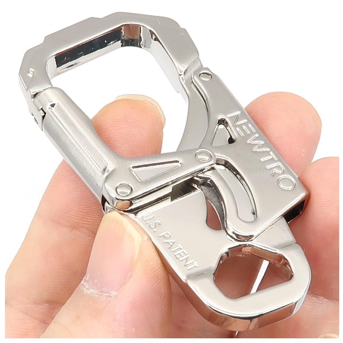 NEWTRO Carabiner Keychain Clip - Double 3.2"L x 1.5"W x 0.5"H, 1pcs-A-Silver