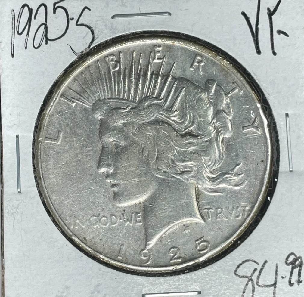 1925-S PEACE SILVER DOLLAR - VF ~NICE COIN~