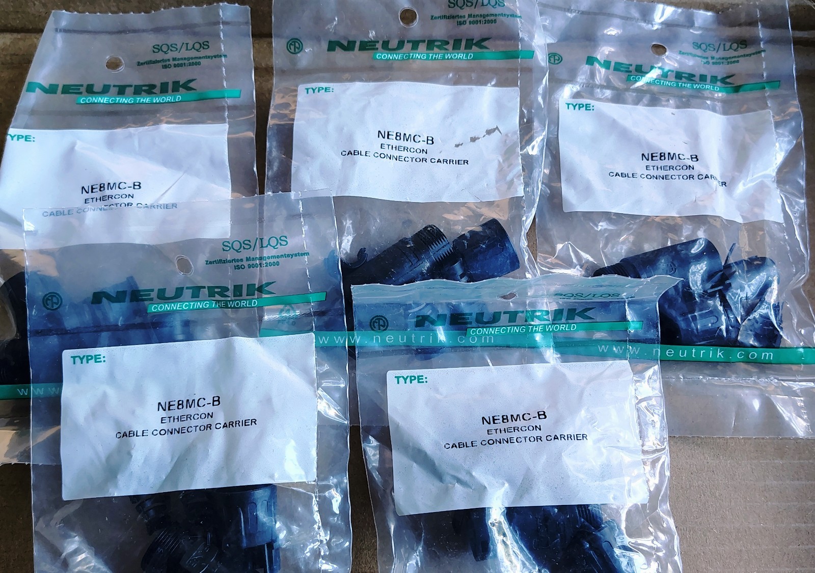 LOT OF 5 NEUTRIK NE8MC-B ETHERCON CABLE CONNECTOR CARRIER NEW - FREE SHIP