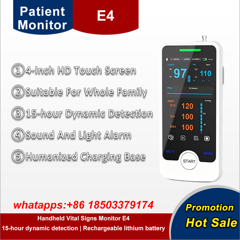 4" Touch Screen Vital Signs Monitor w/ SpO2, EtCO2 - Stand & Charger Included