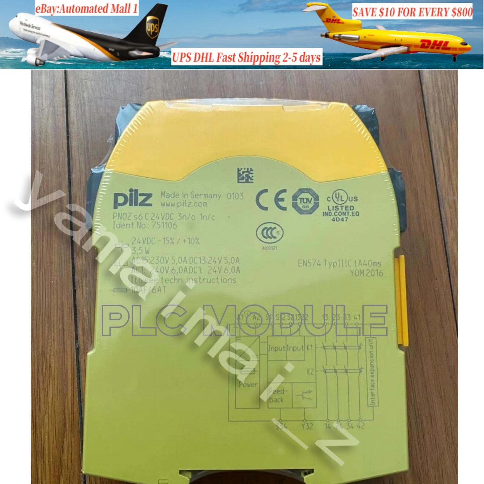 1pc New Pilz 751106 PNOZ s6 C 24VDC 3 n/o 1 n/c Fast Ship US Free TAX