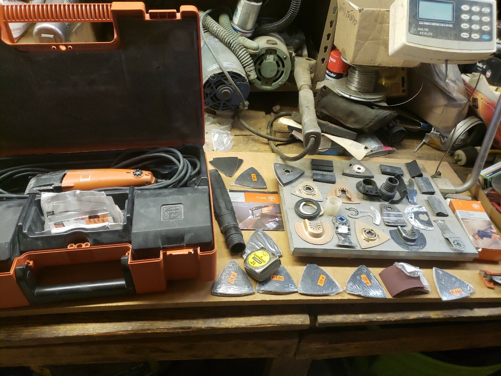 (FS) FEIN FMM250Q MultiMaster Multi Tool w/case & Attachments Sand Scrape Cut